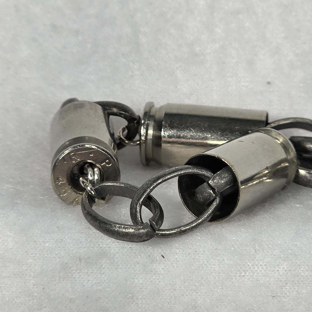 Handmade Bullet Casing Metal Link Bracelet Grunge Punk Industrial CyberCore 9.75 - Picture 5 of 10
